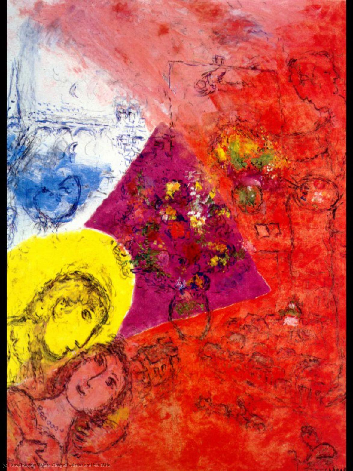 WikiOO.org - Энциклопедия изобразительного искусства - Живопись, Картины  Marc Chagall - художник и его  жена