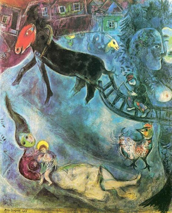 Wikioo.org - The Encyclopedia of Fine Arts - Painting, Artwork by Marc Chagall - Madonna with the Sleigh