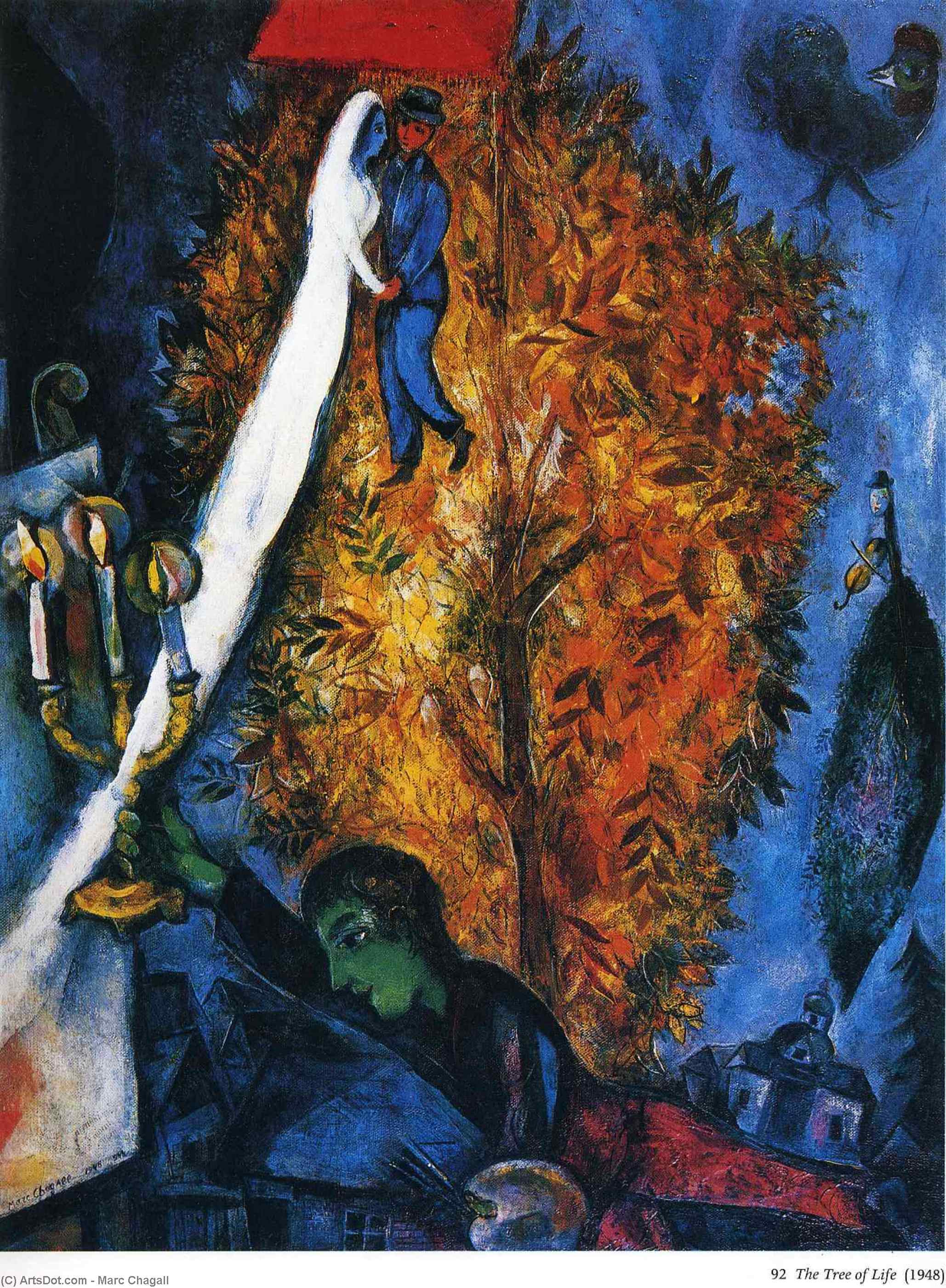 Wikoo.org - موسوعة الفنون الجميلة - اللوحة، العمل الفني Marc Chagall - The tree of life