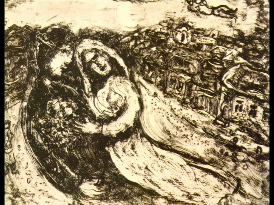 Wikioo.org - Bách khoa toàn thư về mỹ thuật - Vẽ tranh, Tác phẩm nghệ thuật Marc Chagall - Lovers' sky