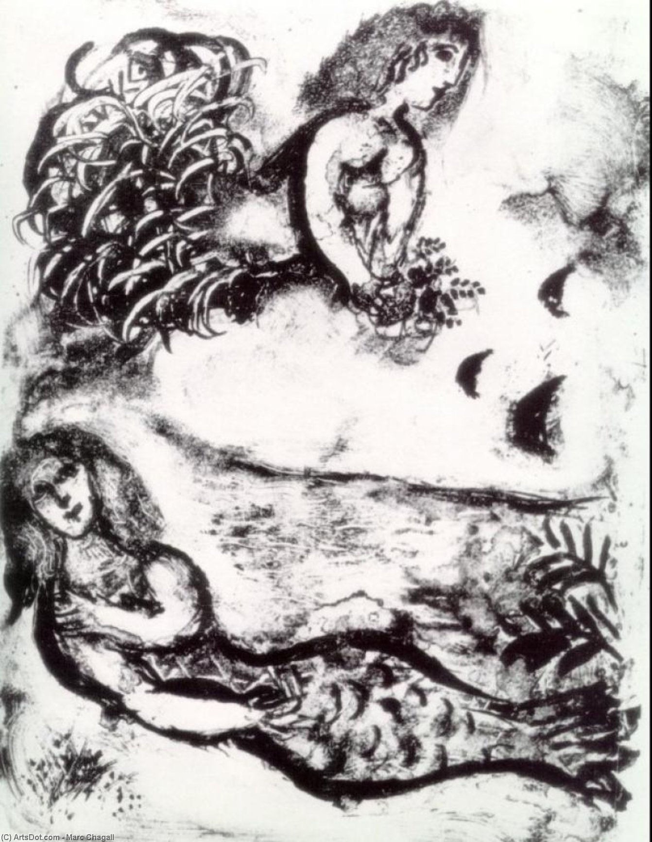 WikiOO.org - Encyclopedia of Fine Arts - Lukisan, Artwork Marc Chagall - The birds