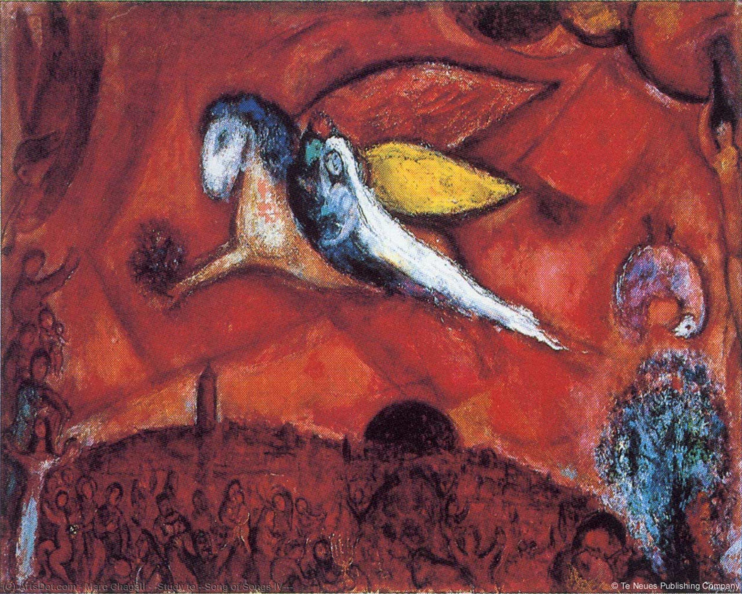Wikioo.org - สารานุกรมวิจิตรศิลป์ - จิตรกรรม Marc Chagall - 'Study to ''Song of Songs IV'''