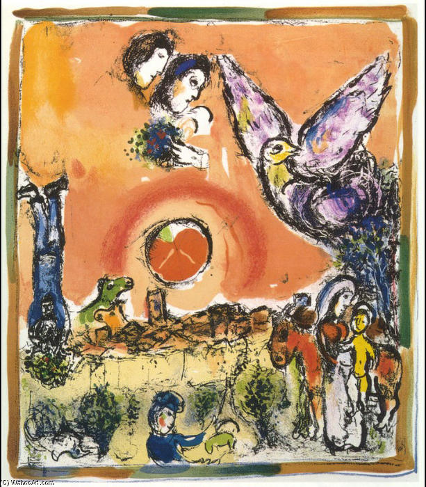 Wikioo.org - The Encyclopedia of Fine Arts - Painting, Artwork by Marc Chagall - Sun over Saint-Paul de Vence