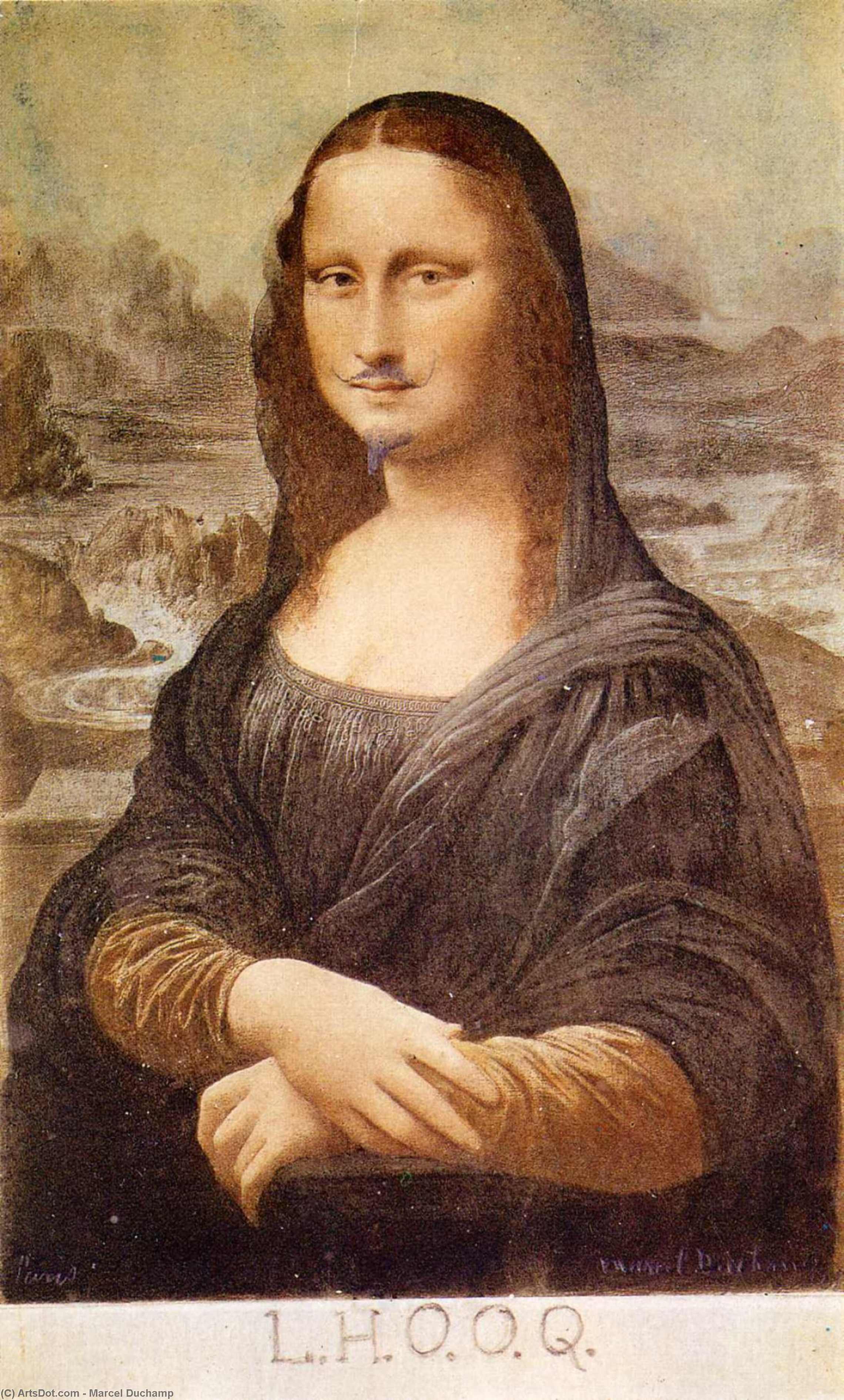 Wikioo.org - The Encyclopedia of Fine Arts - Painting, Artwork by Marcel Duchamp - L.H.O.O.Q, Mona Lisa with moustache