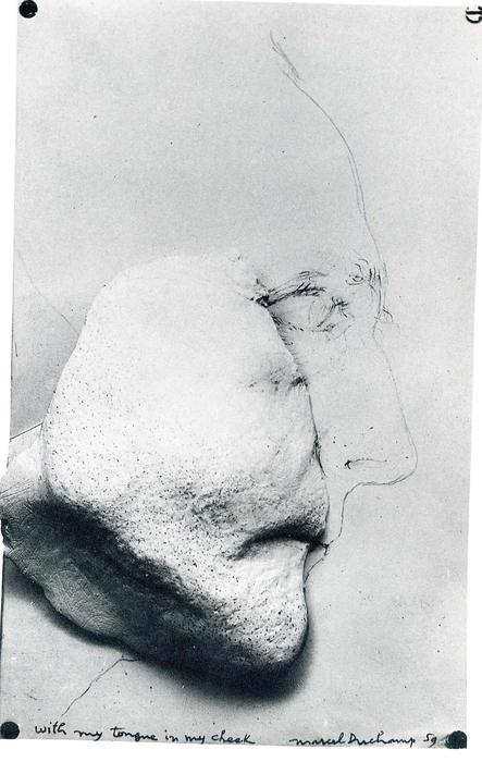 WikiOO.org - Enciklopedija likovnih umjetnosti - Slikarstvo, umjetnička djela Marcel Duchamp - With My Tongue in My Cheek