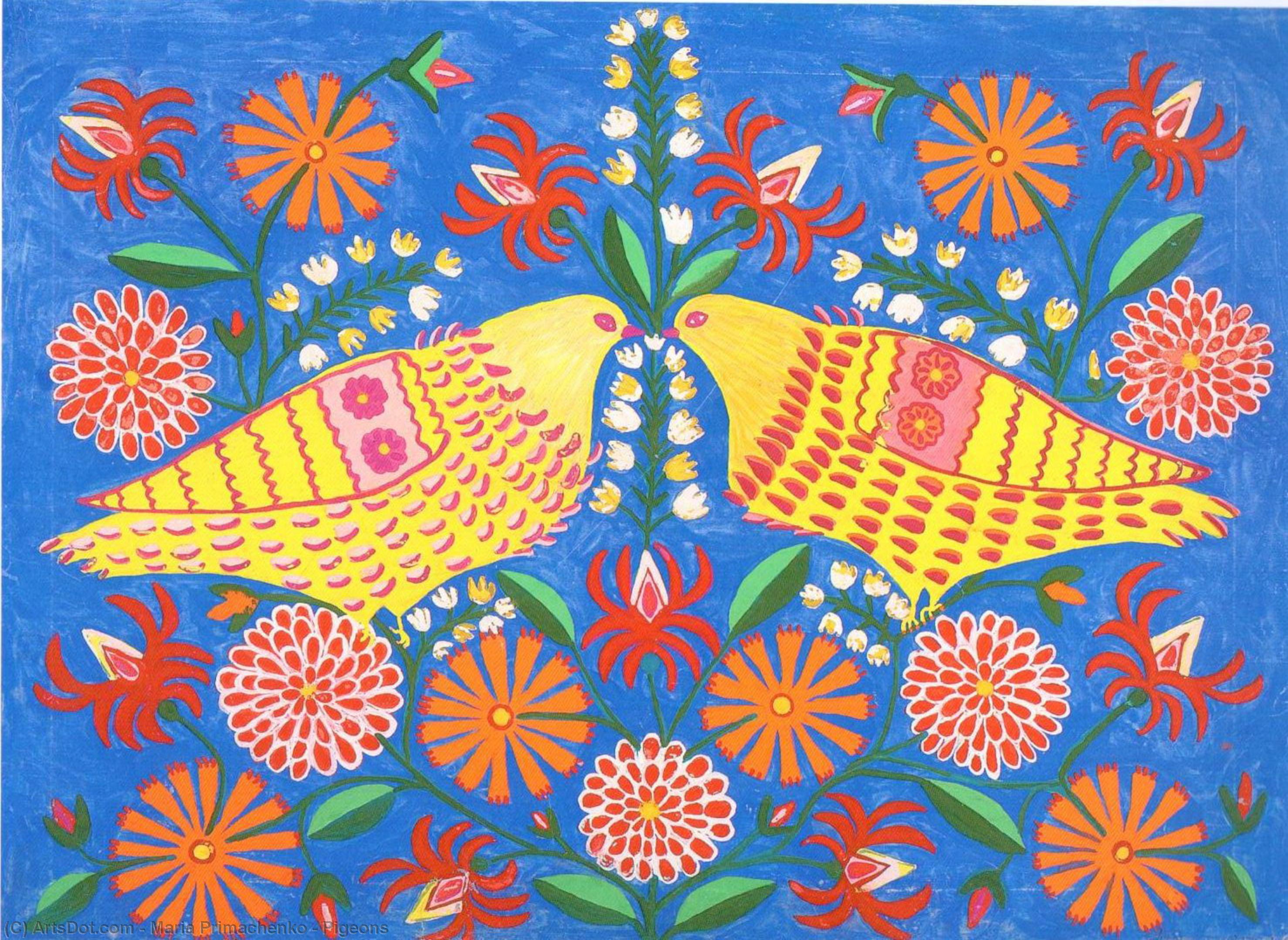 Wikioo.org - Bách khoa toàn thư về mỹ thuật - Vẽ tranh, Tác phẩm nghệ thuật Maria Primachenko - Pigeons