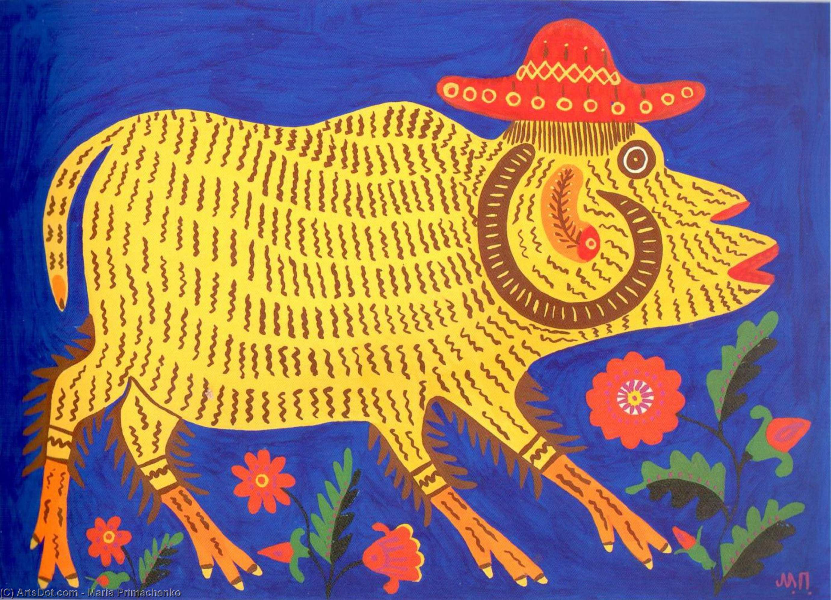 Wikioo.org - The Encyclopedia of Fine Arts - Painting, Artwork by Maria Primachenko - This Ukrainian Ram Did Not Gather His Crop