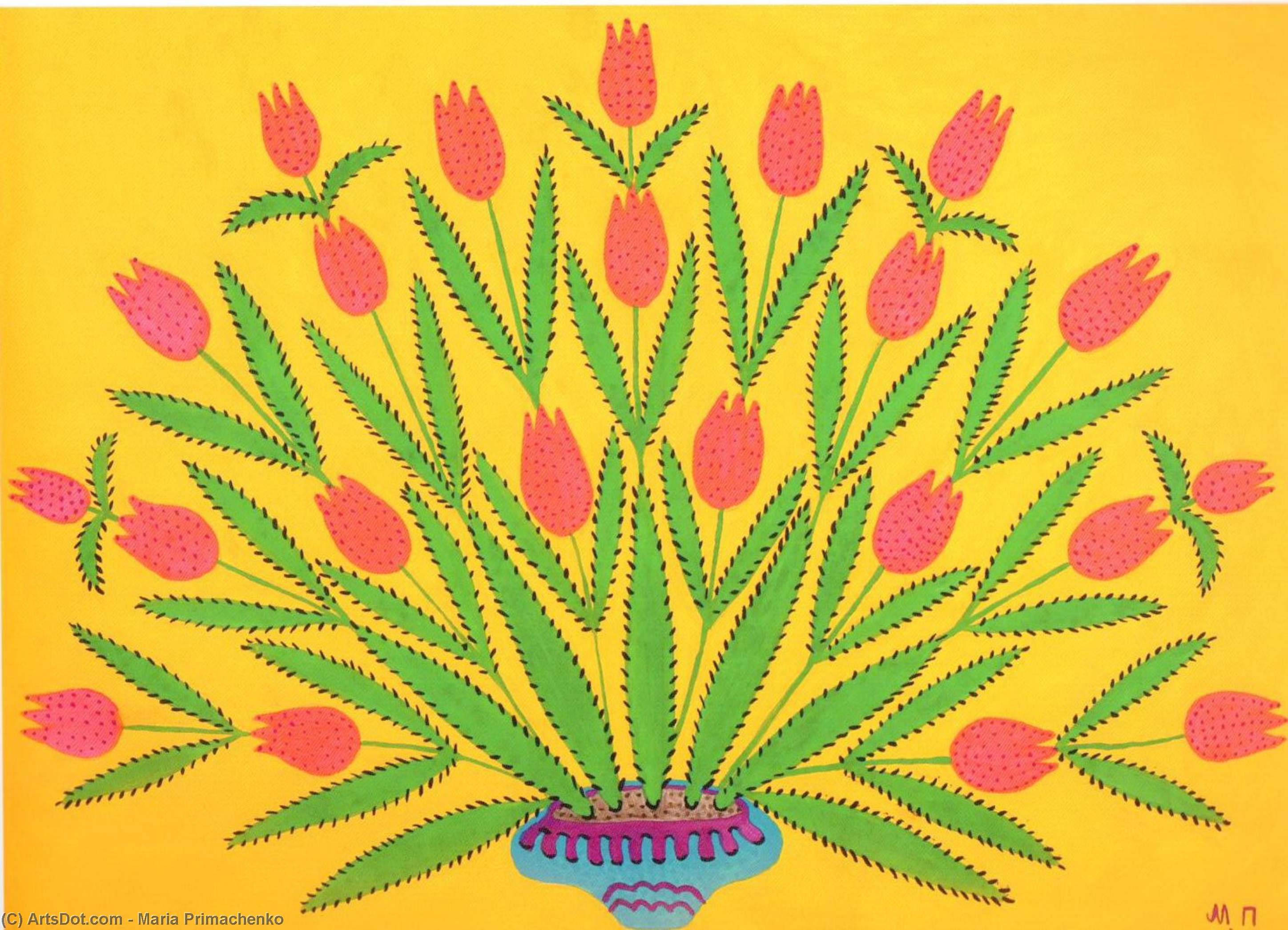 Wikioo.org – L'Enciclopedia delle Belle Arti - Pittura, Opere di Maria Primachenko - io do questi fiori Dove Ivans Vivere
