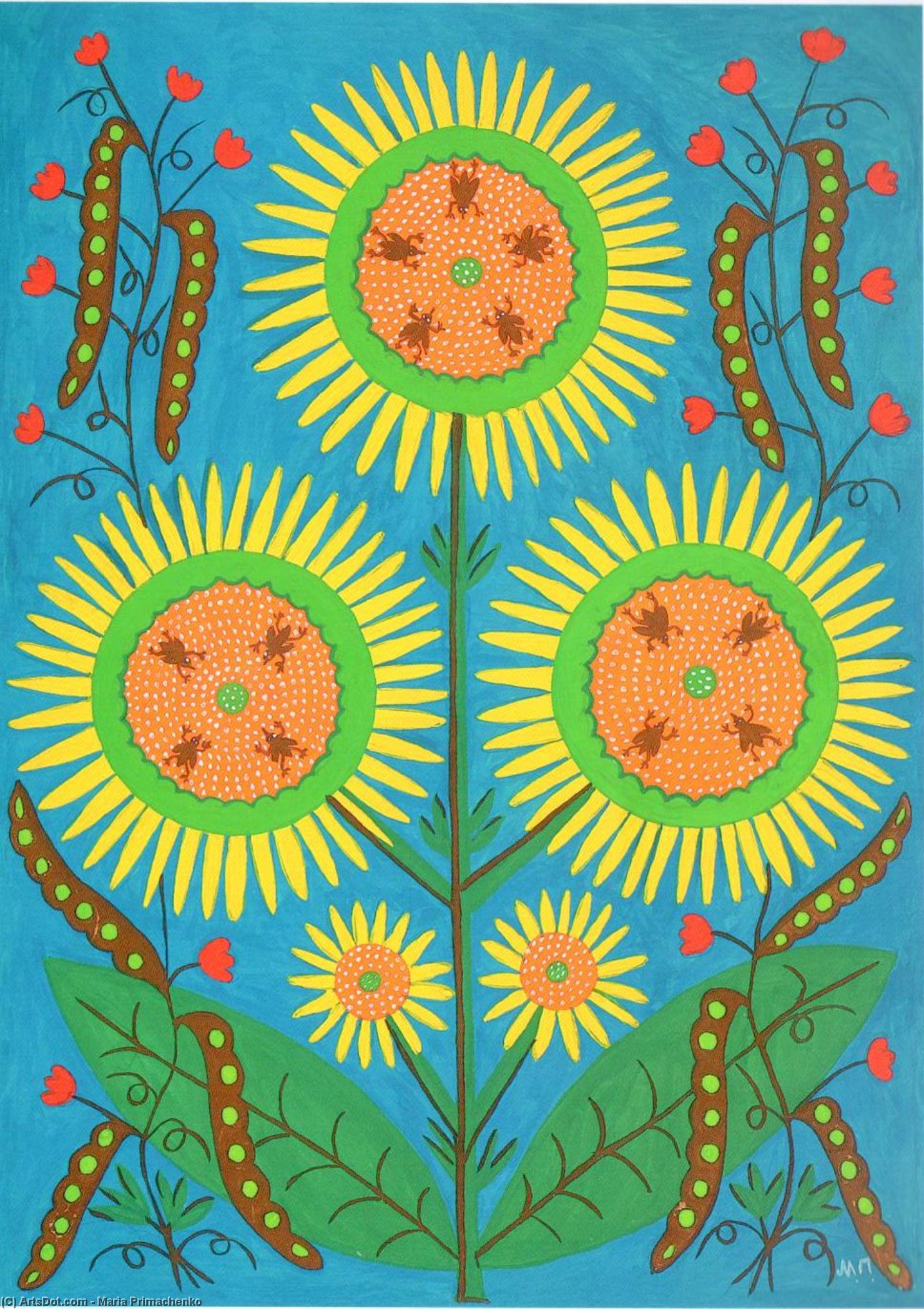 WikiOO.org - Encyclopedia of Fine Arts - Maľba, Artwork Maria Primachenko - Dear Friends, I Give You the Sun and My Sunny Art