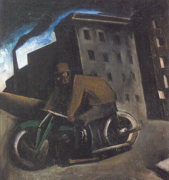 Wikioo.org - สารานุกรมวิจิตรศิลป์ - จิตรกรรม Mario Sironi - The Motorcyclist