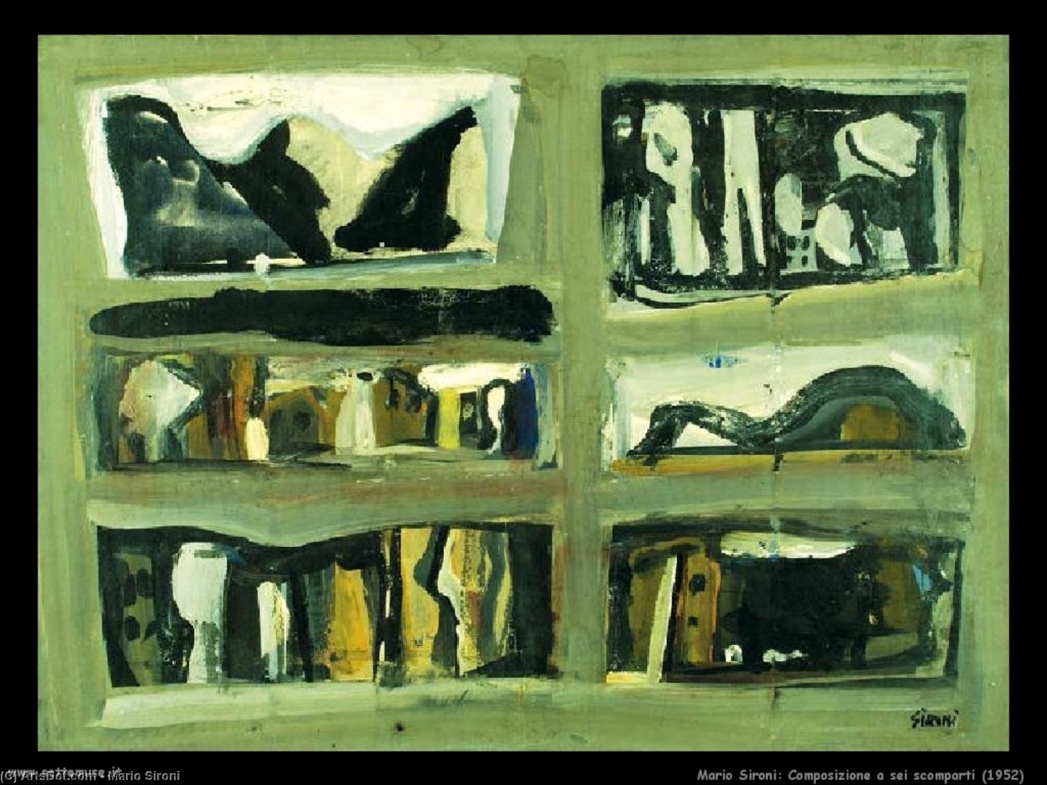Wikioo.org – La Enciclopedia de las Bellas Artes - Pintura, Obras de arte de Mario Sironi - Composición de seis tramos