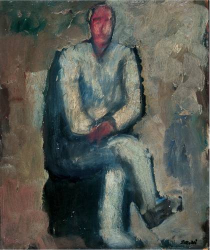 Wikoo.org - موسوعة الفنون الجميلة - اللوحة، العمل الفني Mario Sironi - Man Sitting