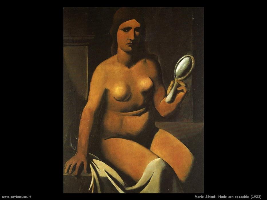 Wikoo.org - موسوعة الفنون الجميلة - اللوحة، العمل الفني Mario Sironi - Nude with mirror