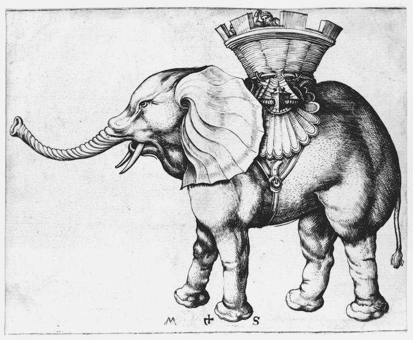 Wikioo.org - The Encyclopedia of Fine Arts - Painting, Artwork by Martin Schongauer - Elefant