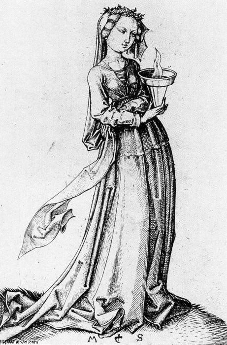 WikiOO.org - Encyclopedia of Fine Arts - Maleri, Artwork Martin Schongauer - The Fourth Wise Virgin