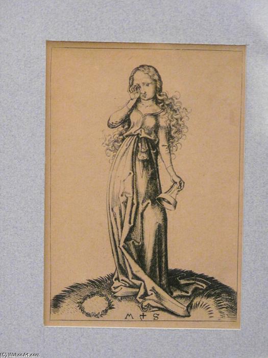 WikiOO.org - Enciclopédia das Belas Artes - Pintura, Arte por Martin Schongauer - Engraving on copper of a Foolish Virgin