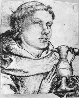 WikiOO.org - Енциклопедия за изящни изкуства - Живопис, Произведения на изкуството Martin Schongauer - Bust of a Monk Assisting at Communion