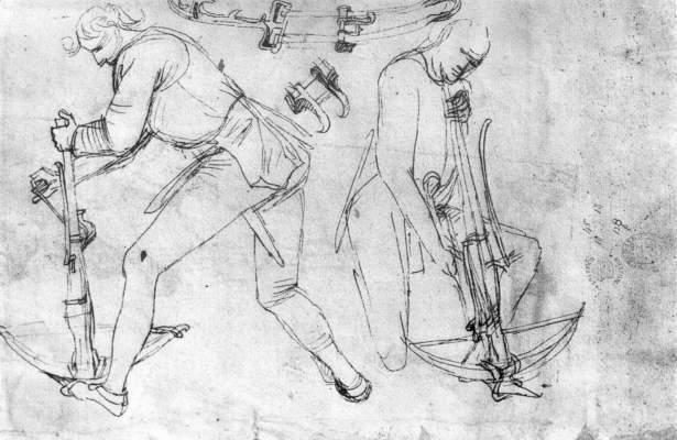 WikiOO.org - Encyclopedia of Fine Arts - Lukisan, Artwork Martin Schongauer - Two Armbrustspanners