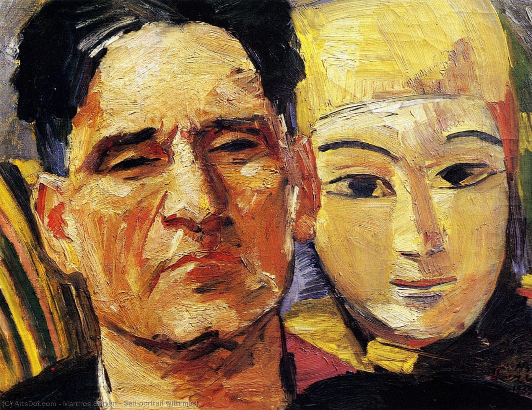 WikiOO.org - Εγκυκλοπαίδεια Καλών Τεχνών - Ζωγραφική, έργα τέχνης Martiros Saryan - Self-portrait with mask