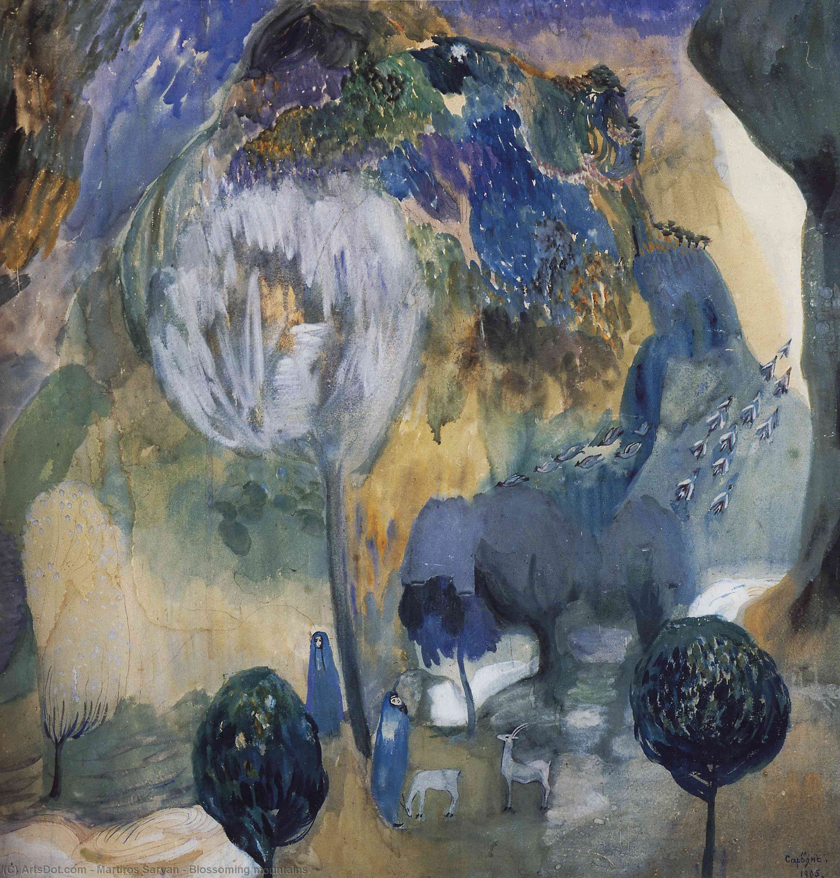 Wikioo.org - The Encyclopedia of Fine Arts - Painting, Artwork by Martiros Saryan - Blossoming mountains