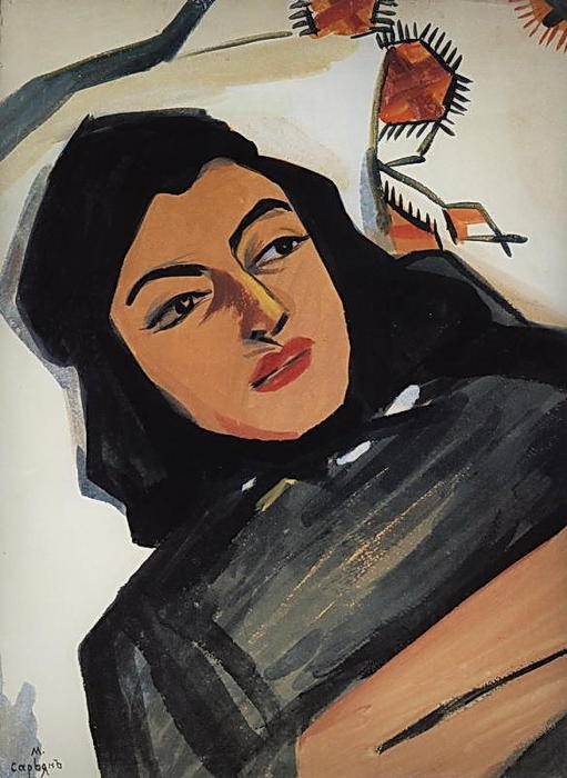 Wikioo.org - The Encyclopedia of Fine Arts - Painting, Artwork by Martiros Saryan - The head of the girl (Mariam Tazahulahyan)