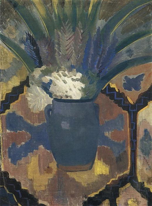 Wikioo.org - The Encyclopedia of Fine Arts - Painting, Artwork by Martiros Saryan - Flowers against the backdrop of carpet