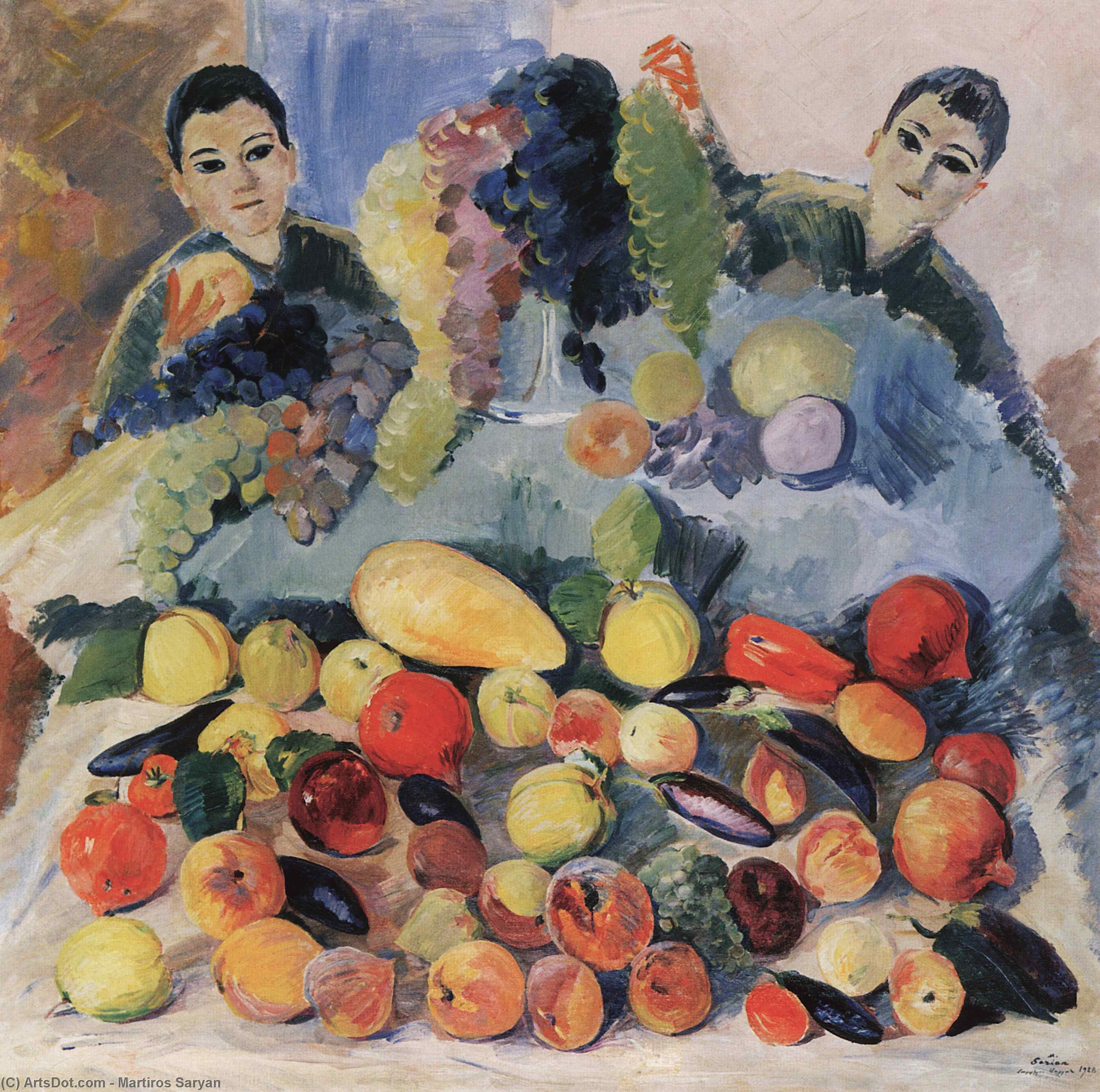 Wikioo.org - The Encyclopedia of Fine Arts - Painting, Artwork by Martiros Saryan - Still life and children