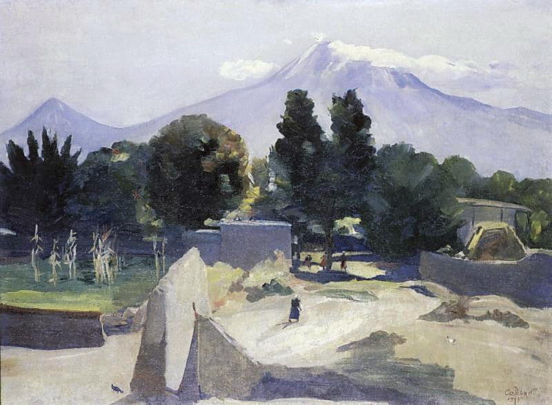 Wikioo.org – L'Encyclopédie des Beaux Arts - Peinture, Oeuvre de Martiros Saryan - Mont Ararat du village Mhchan