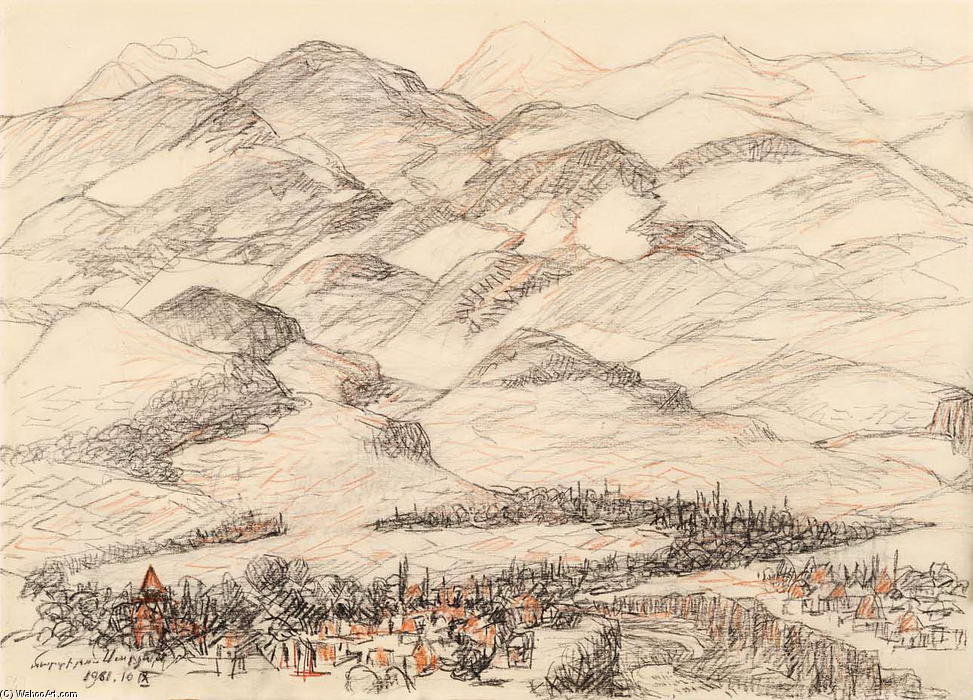 Wikioo.org – La Enciclopedia de las Bellas Artes - Pintura, Obras de arte de Martiros Saryan - montañas