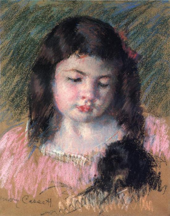 WikiOO.org - Encyclopedia of Fine Arts - Malba, Artwork Mary Stevenson Cassatt - Bust of Francoise Looking Down