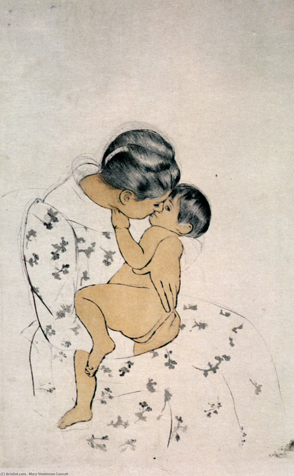 Wikioo.org - The Encyclopedia of Fine Arts - Painting, Artwork by Mary Stevenson Cassatt - Mothers Kiss