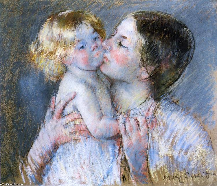 Wikioo.org - The Encyclopedia of Fine Arts - Painting, Artwork by Mary Stevenson Cassatt - A Kiss for Baby Anne (no. 3)
