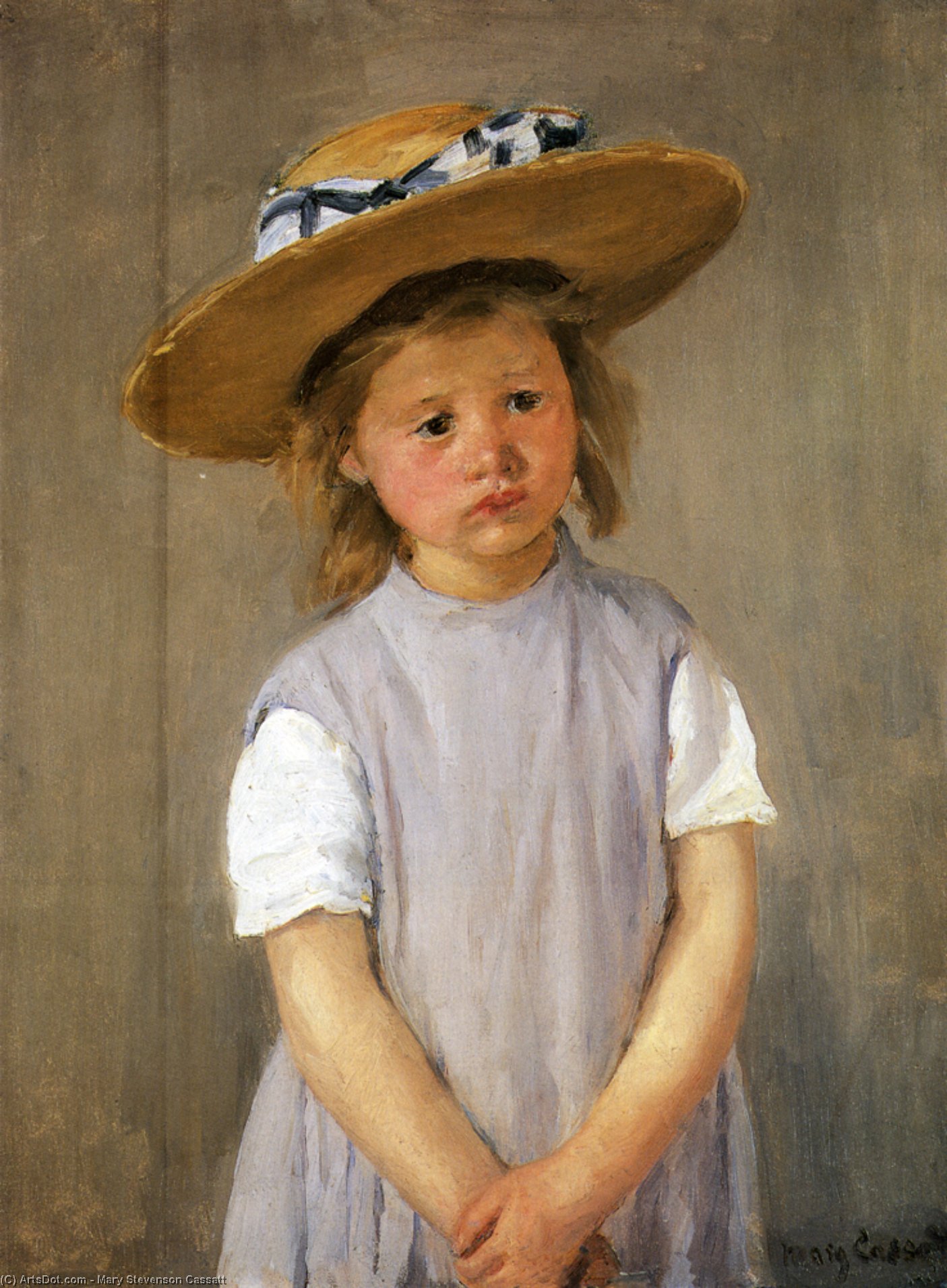 Wikioo.org - The Encyclopedia of Fine Arts - Painting, Artwork by Mary Stevenson Cassatt - Child In A Straw Hat