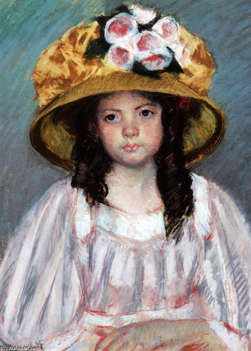 Wikioo.org - The Encyclopedia of Fine Arts - Painting, Artwork by Mary Stevenson Cassatt - Girl In Large Hat