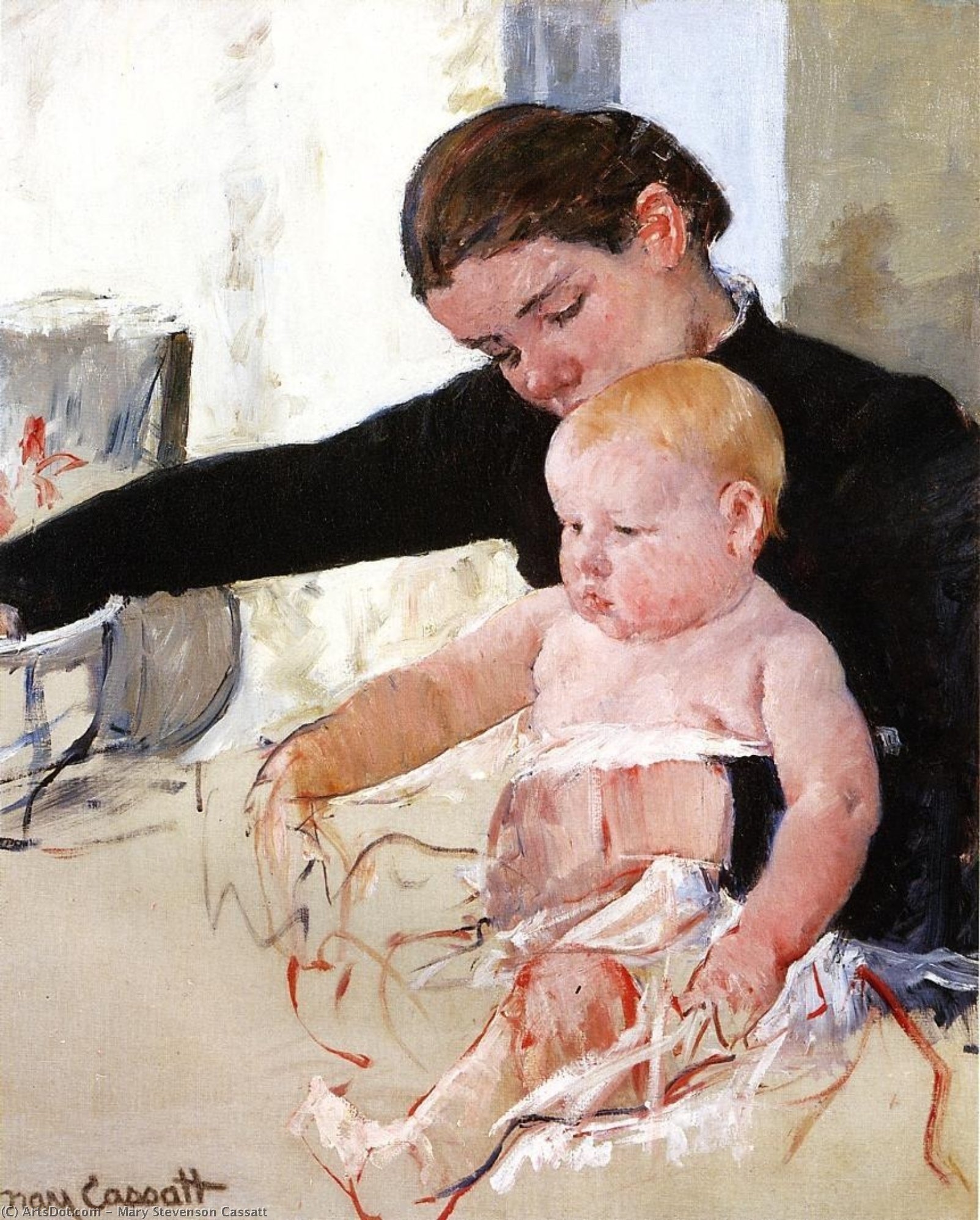 WikiOO.org - Encyclopedia of Fine Arts - Maľba, Artwork Mary Stevenson Cassatt - Bathing the Young Heir