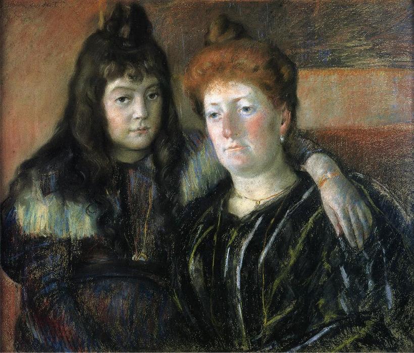 Wikioo.org – La Enciclopedia de las Bellas Artes - Pintura, Obras de arte de Mary Stevenson Cassatt - Madame Meerson y Su Hija