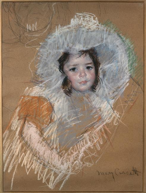 Wikioo.org - The Encyclopedia of Fine Arts - Painting, Artwork by Mary Stevenson Cassatt - Margot Lux with a wide hat
