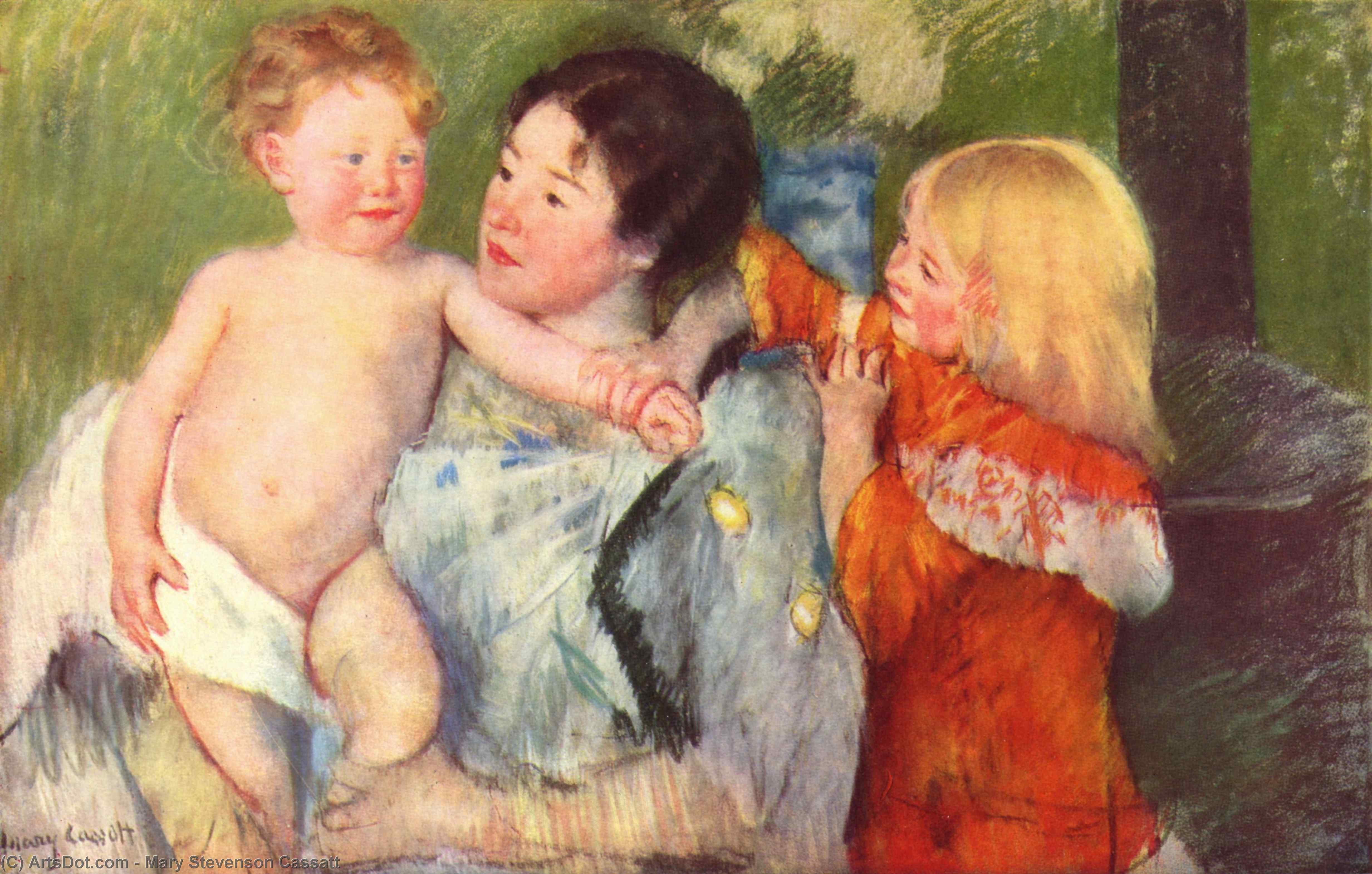 WikiOO.org - Encyclopedia of Fine Arts - Festés, Grafika Mary Stevenson Cassatt - After the bath
