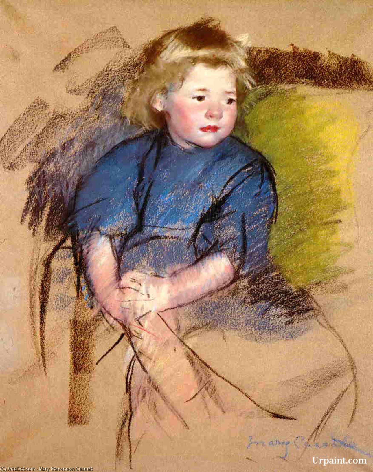 Wikioo.org - The Encyclopedia of Fine Arts - Painting, Artwork by Mary Stevenson Cassatt - Portrait of a Young Girl (Simone)