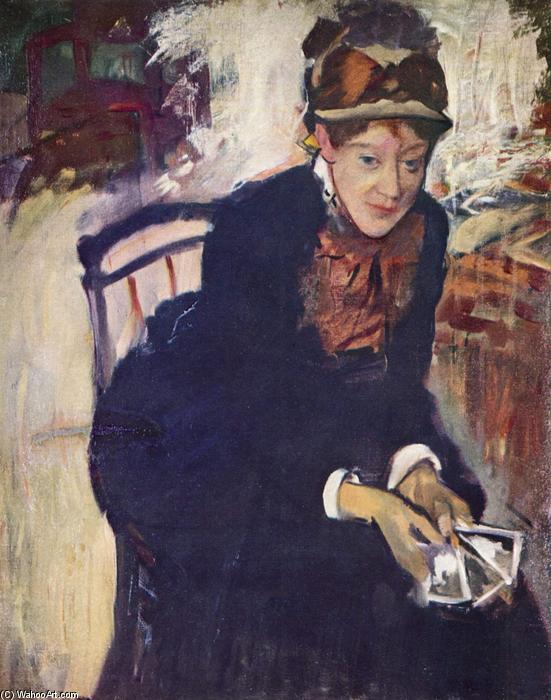 Wikioo.org - The Encyclopedia of Fine Arts - Painting, Artwork by Mary Stevenson Cassatt - Portrait of Miss Cassatt, holding the cards
