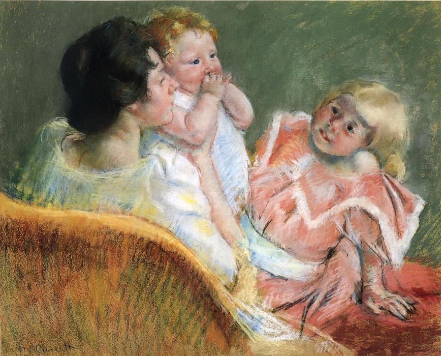 Wikioo.org - The Encyclopedia of Fine Arts - Painting, Artwork by Mary Stevenson Cassatt - Mother and Children