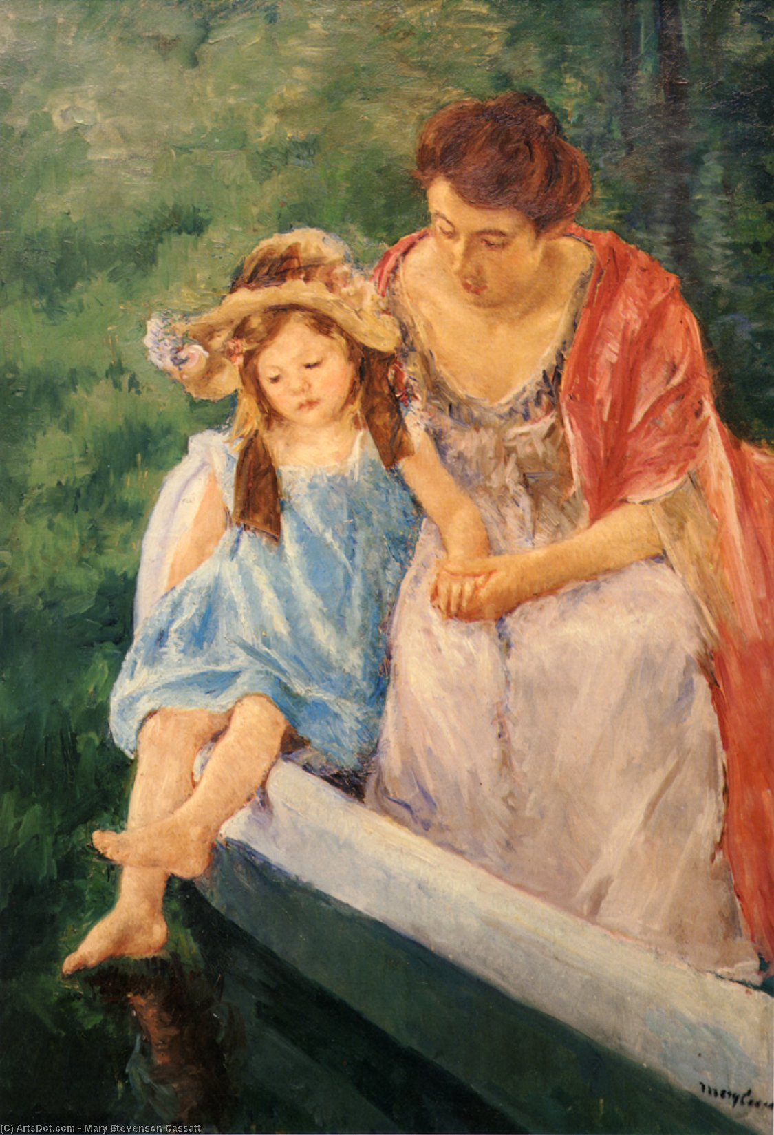 Wikioo.org – La Enciclopedia de las Bellas Artes - Pintura, Obras de arte de Mary Stevenson Cassatt - la madre y el niño en un barco