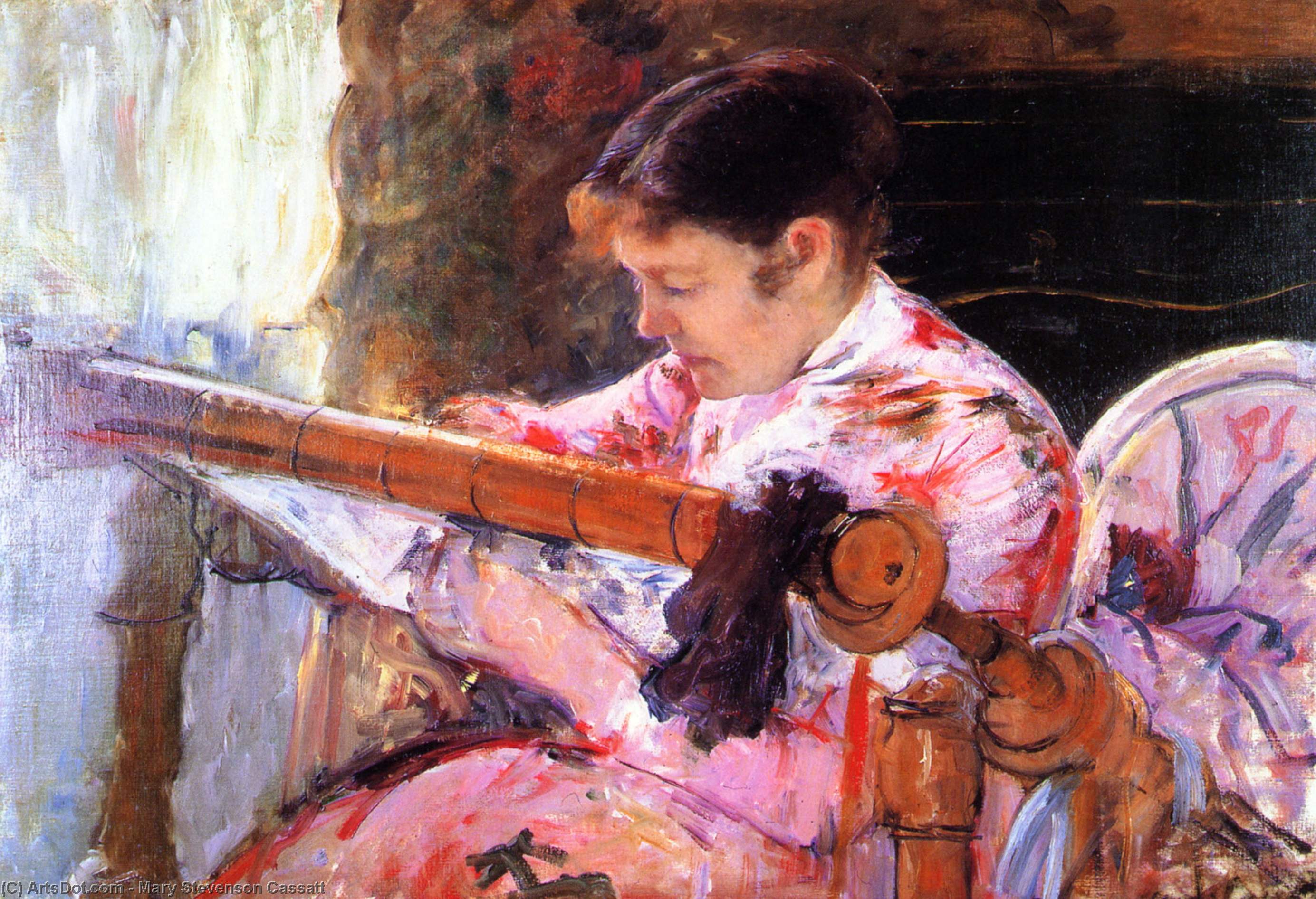 Wikioo.org - The Encyclopedia of Fine Arts - Painting, Artwork by Mary Stevenson Cassatt - Lydia at the Tapestry Loom