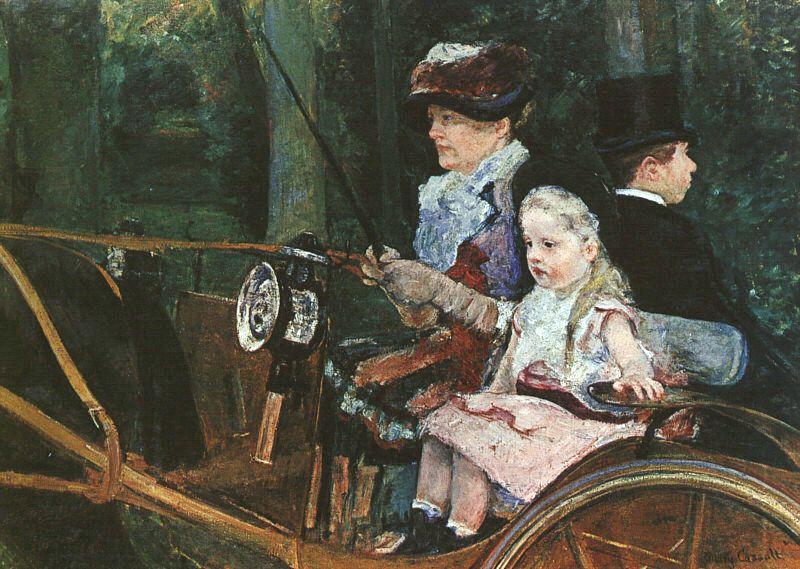 Wikioo.org - The Encyclopedia of Fine Arts - Painting, Artwork by Mary Stevenson Cassatt - A woman and child in the driving seat