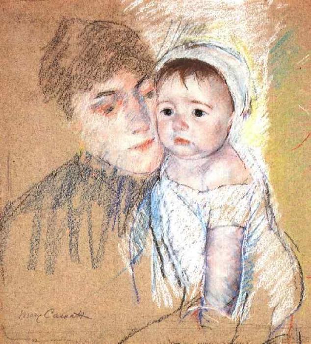 Wikioo.org - The Encyclopedia of Fine Arts - Painting, Artwork by Mary Stevenson Cassatt - Baby Bill in Cap and Shift