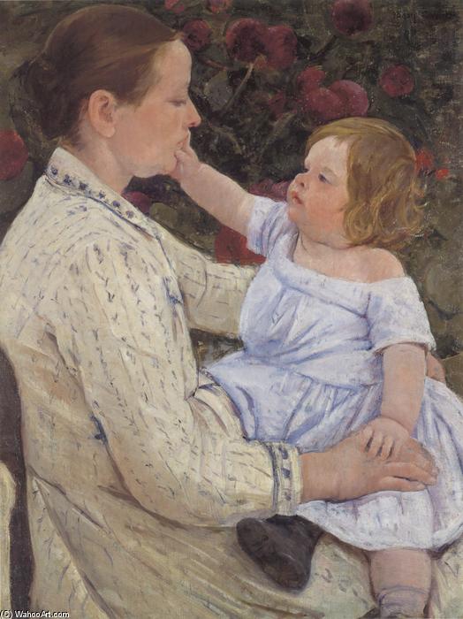 WikiOO.org - Енциклопедия за изящни изкуства - Живопис, Произведения на изкуството Mary Stevenson Cassatt - The Child`s Caress