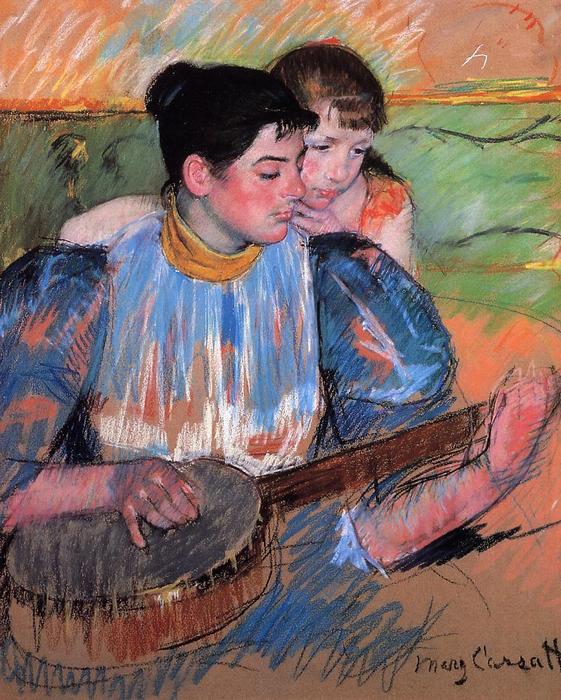 Wikioo.org – L'Enciclopedia delle Belle Arti - Pittura, Opere di Mary Stevenson Cassatt - La lezione di banjo