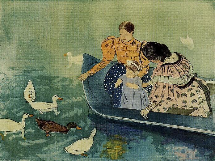 Wikioo.org - The Encyclopedia of Fine Arts - Painting, Artwork by Mary Stevenson Cassatt - Feeding the Ducks