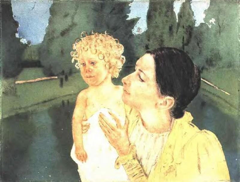 WikiOO.org - Енциклопедія образотворчого мистецтва - Живопис, Картини
 Mary Stevenson Cassatt - By the Pond