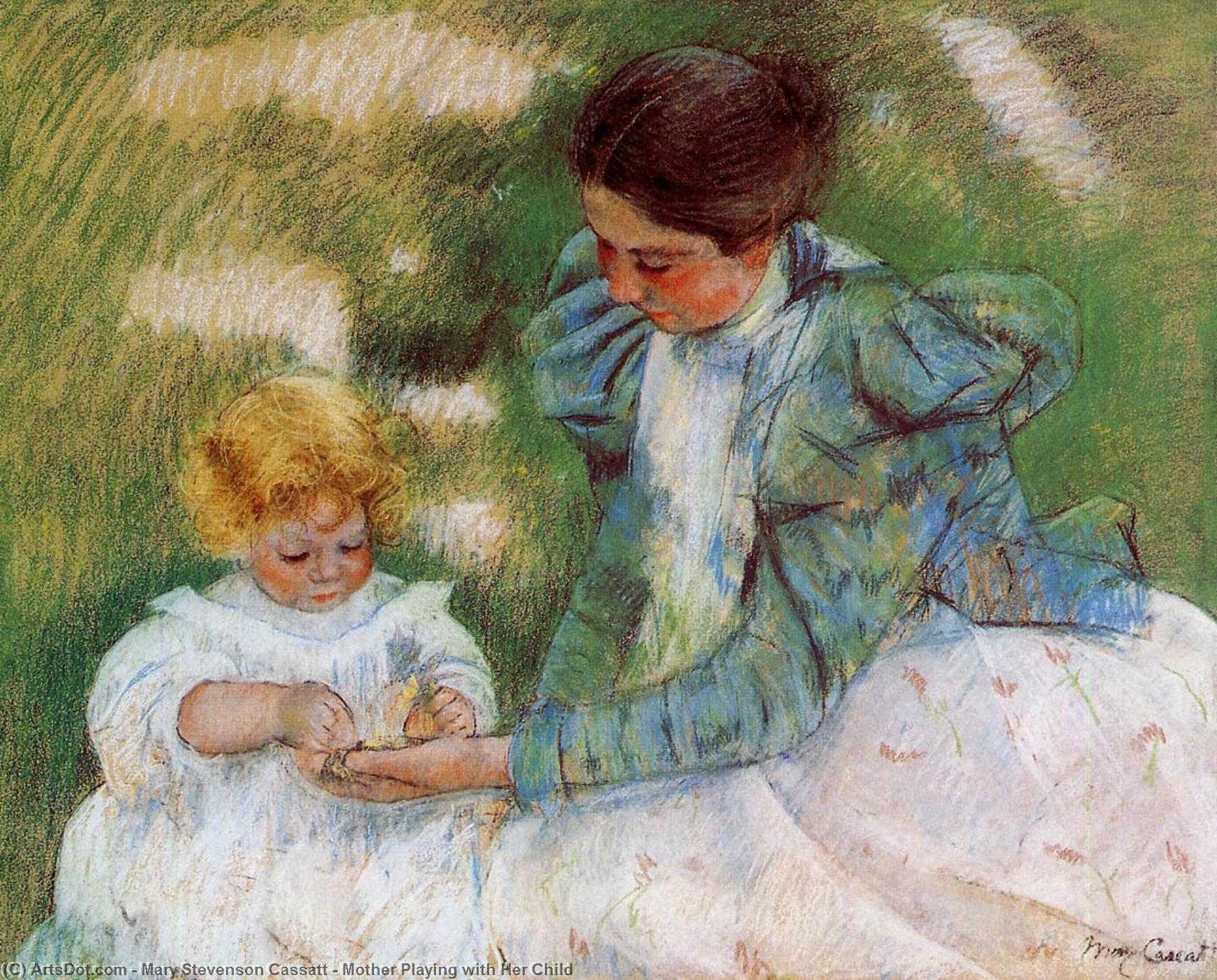 WikiOO.org - Енциклопедія образотворчого мистецтва - Живопис, Картини
 Mary Stevenson Cassatt - Mother Playing with Her Child
